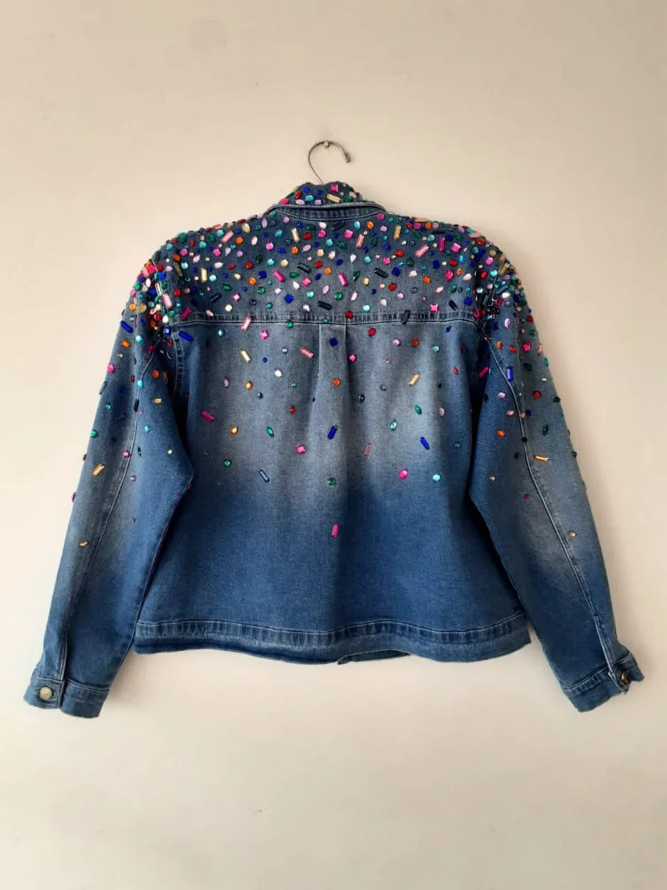 Colorful Crystal Stones Constellation Denim Jacket