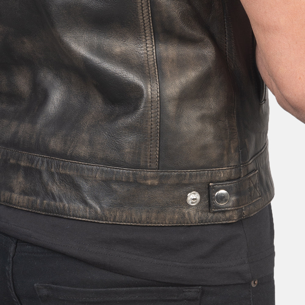 Ace Moto Distressed Brown Leather Vest