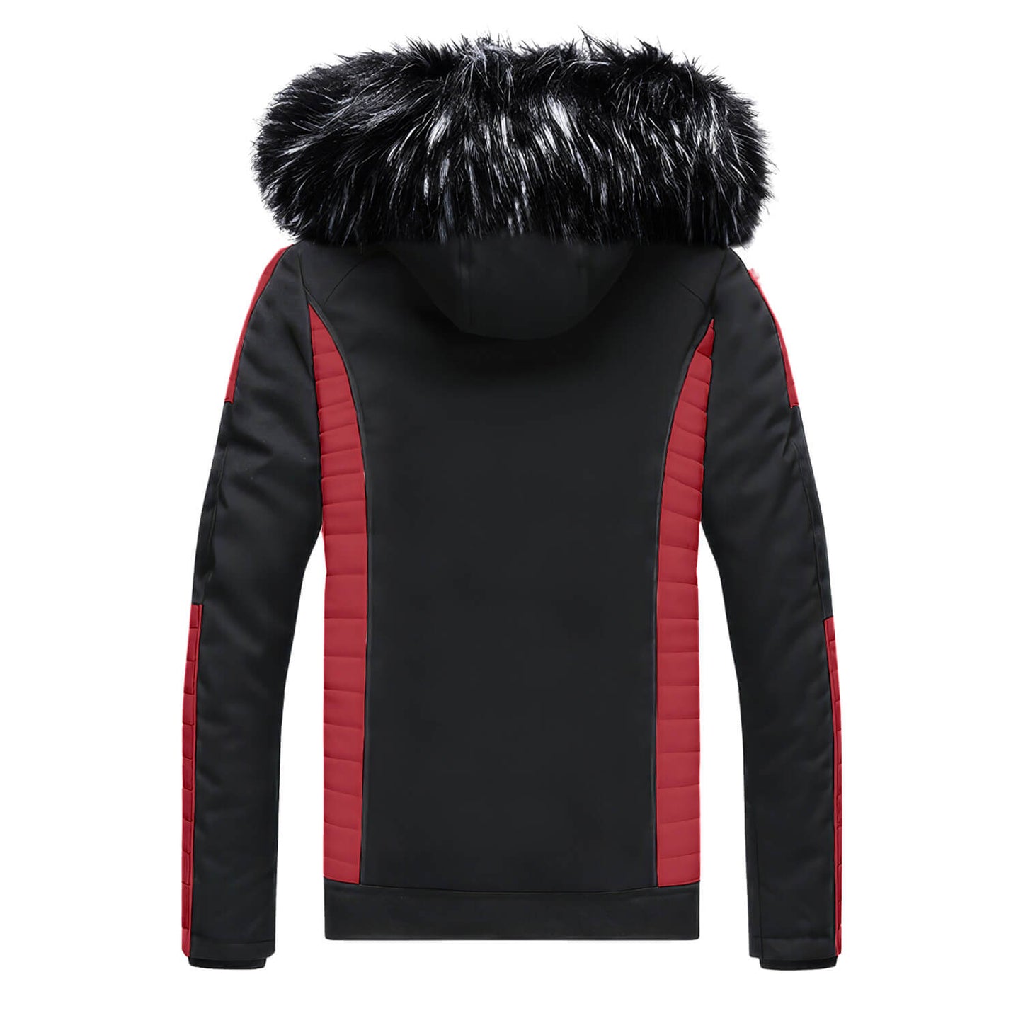 Black Sheepskin Biker Parka with Detachable Faux Fur Hood