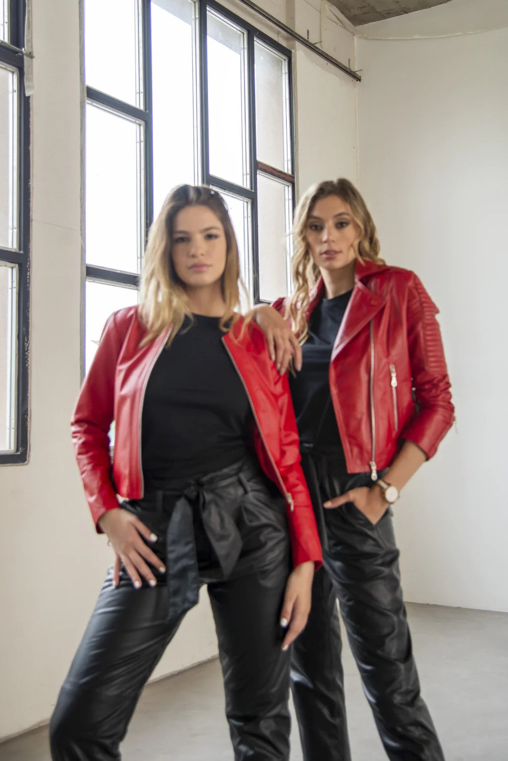 Red Women Biker Gang Leather Jacket (Pack of 3)