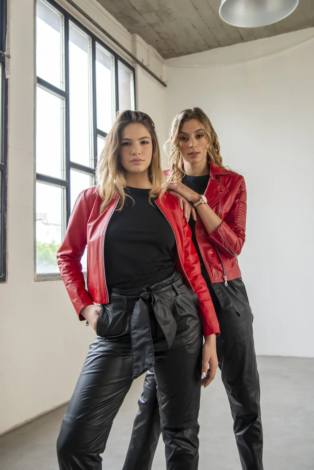 Red Women Biker Gang Leather Jacket (Pack of 3)