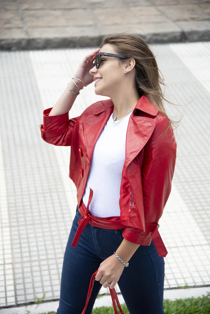 Ace Crop Leather Blazer For Women