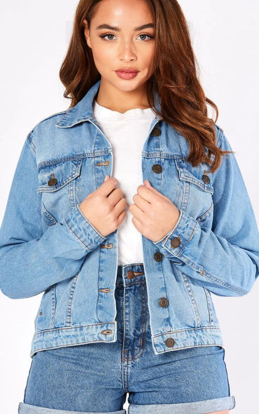 Summer Sale Women Denim Jacket Light Blue