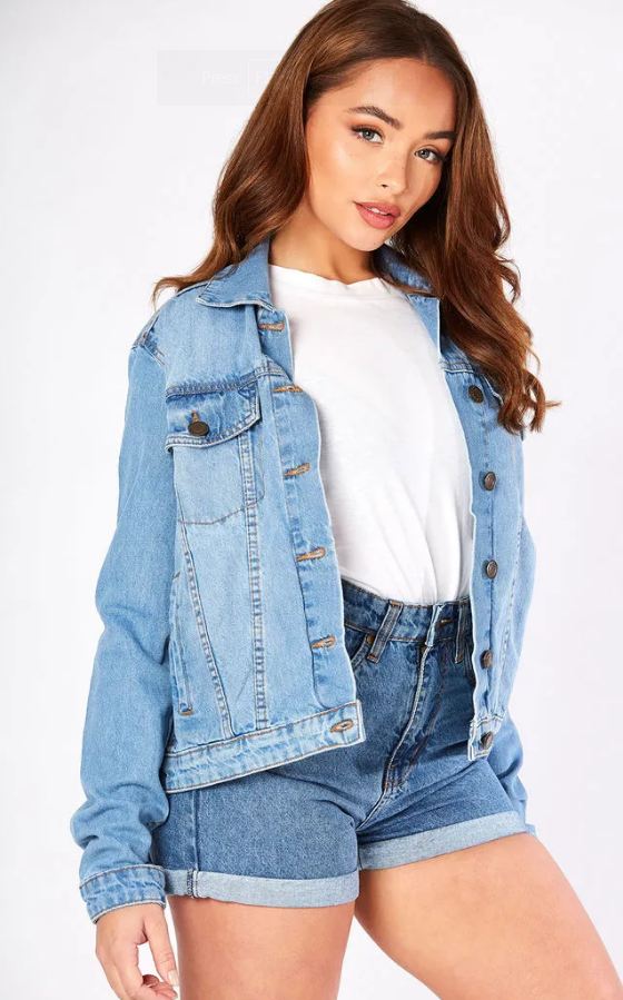 Summer Sale Women Denim Jacket Light Blue