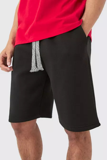 LOOSE FIT BLACK JERSEY SHORT - Front View