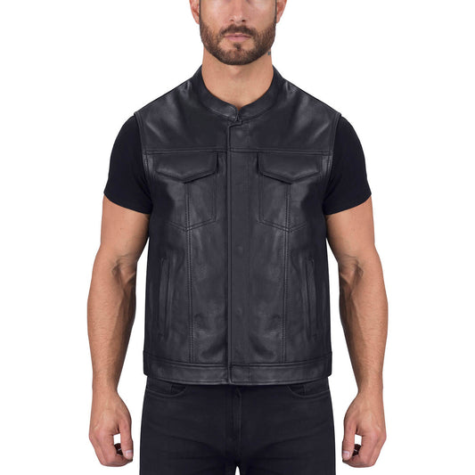 Ace Gardar Leather Motorcycle Vest for Men